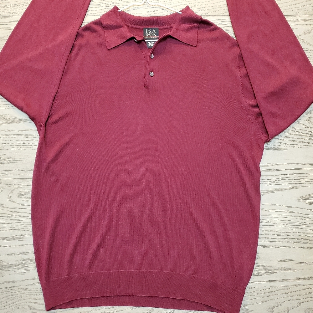 Jos A Bank Silk Long Sleeve Polo
